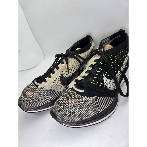 Nike Flyknit Racer Shoes Men\'s 4 Black White Volt Running Athletic Gym Sneakers main image 8
